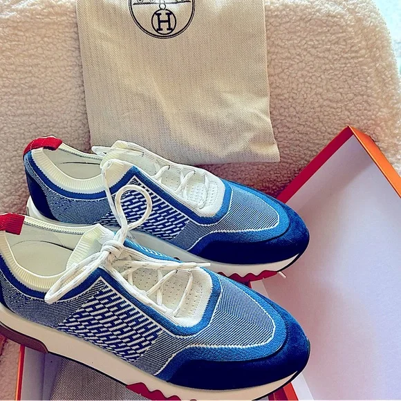 Hermes logo calfskin Men’s logo sneakers - Picture 1 of 13